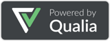 A logo that reads 'Powered by Qualia'
